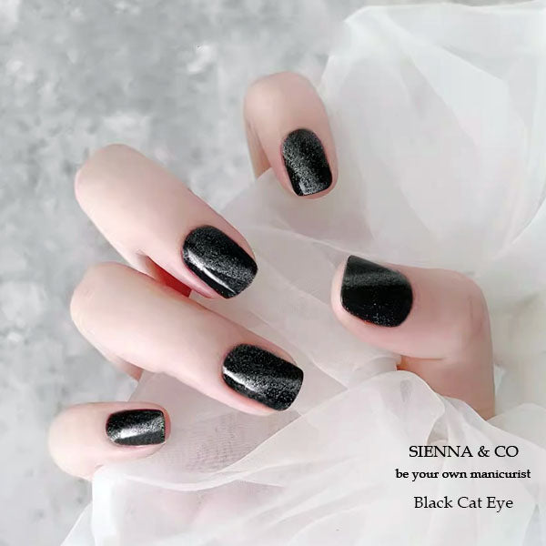 BLACK CATEYE - SEMICURED GEL NAIL WRAP KIT