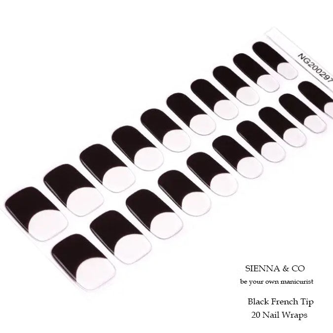 BLACK CLASSIC FRENCH TIP - SEMICURED GEL NAIL WRAP KIT