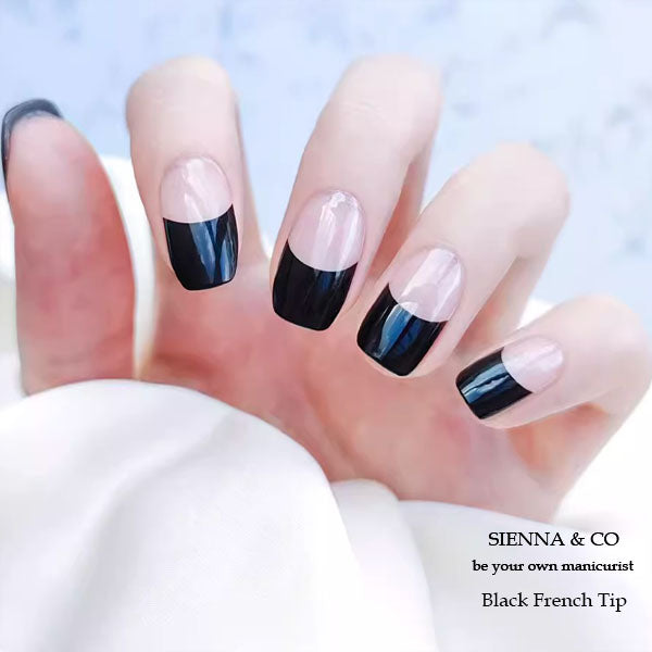 BLACK CLASSIC FRENCH TIP - SEMICURED GEL NAIL WRAP KIT