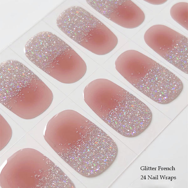 GLITTER FRENCH TIP - SEMICURED GEL NAIL WRAP KIT