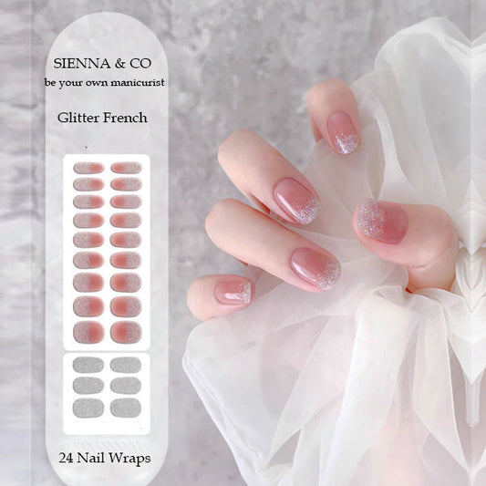 GLITTER FRENCH TIP - SEMICURED GEL NAIL WRAP KIT