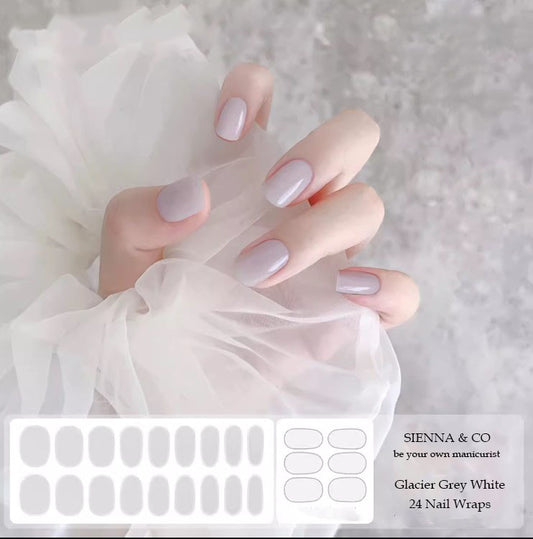 GLACIER GREY WHITE - SEMICURED GEL NAIL WRAP KIT