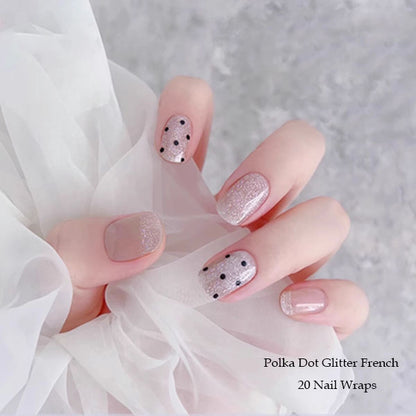 POLKA DOT GLITTER FRENCH - SEMICURED GEL NAIL WRAP KIT