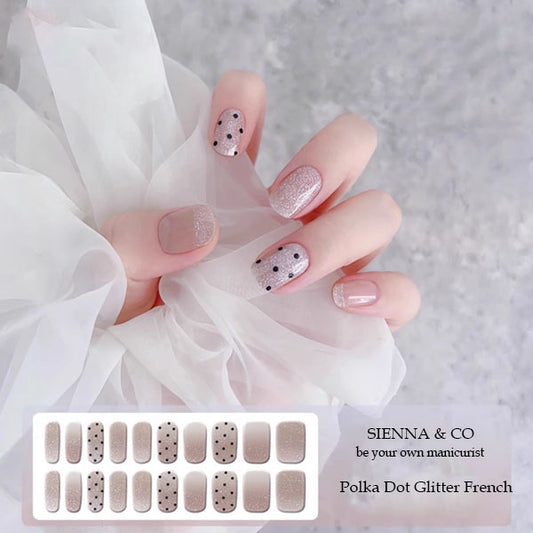 POLKA DOT GLITTER FRENCH - SEMICURED GEL NAIL WRAP KIT