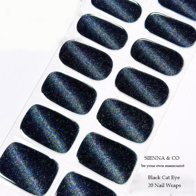 BLACK CATEYE - SEMICURED GEL NAIL WRAP KIT